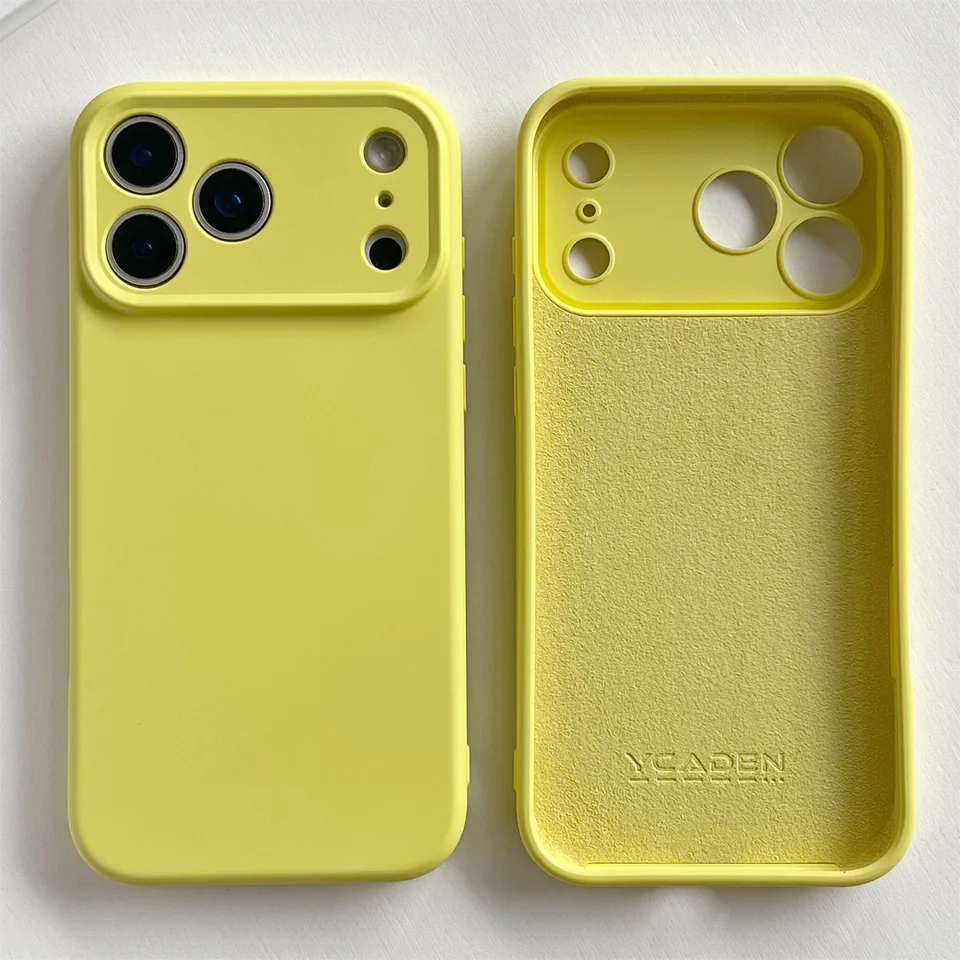 Funda tipo bumper a prueba de golpes para iPhone 17 Air, nueva para iPhone 17 Pro Max, para Apple iPhone 17 Pro, amarilla, silicona líquida de goma 2
