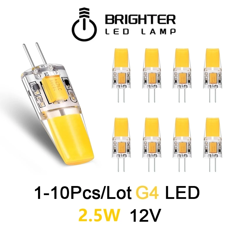 

1-10PCS LED Mini G4 COB Lamp 12V AC/DC Corn Light 2.5W Spotlight Chandelier Bulb Replace Halogen Lamps Cold/Warm White
