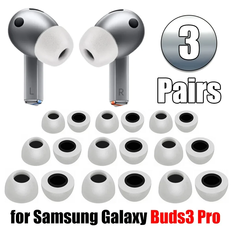 

3/1Pairs Memory Foam Tips for Samsung Galaxy Buds3 Pro Anti-Slip Replacement Ear Tips Noise Cancellation Cushion Earbuds Plugs