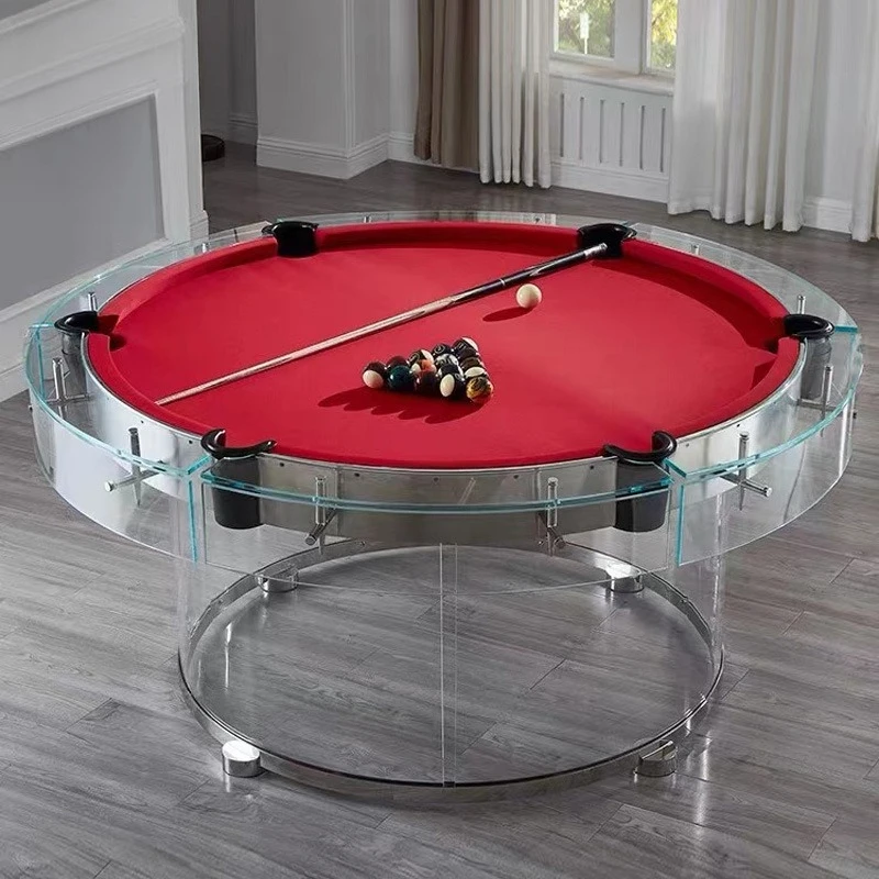 Pool table Round tempered transparent glass High-end home and commercial club Black eight standard adult pool table