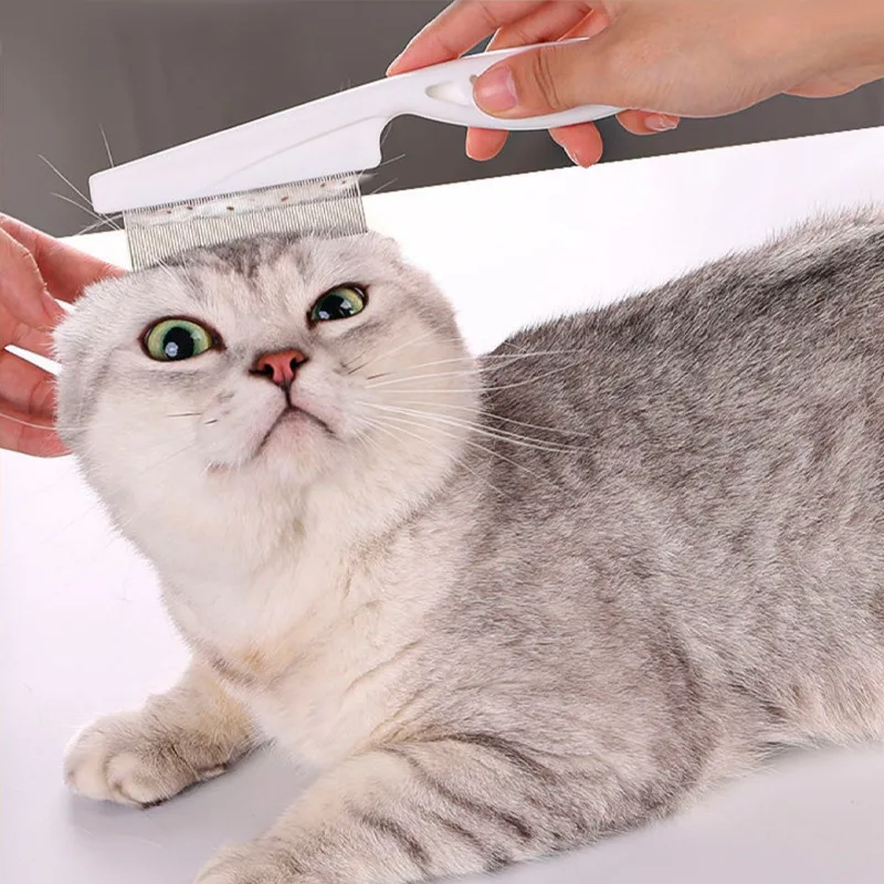 2pcs Stainless Steel Dense Teeth Inline Comb Portable Pet Grooming Cleaning Supplies Flea Comb Dog Cat Hair Removal Brush