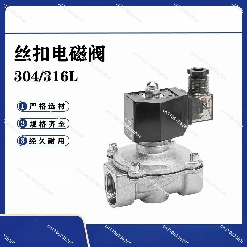 Thread solenoid valve, stainless steel 304 waterproof 2W normally open and normally closed solenoid control valve