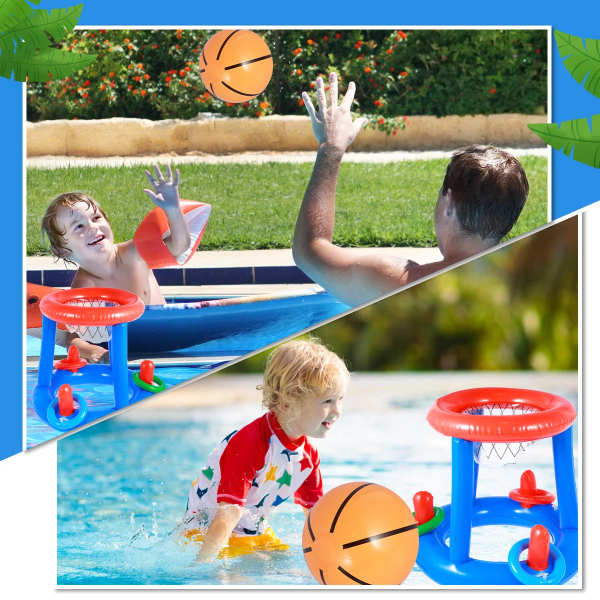 子供用インフレータブルバスケットボールフープスイミングプール水浮遊物体投げリングバスケットボールフープおもちゃセット水泳用