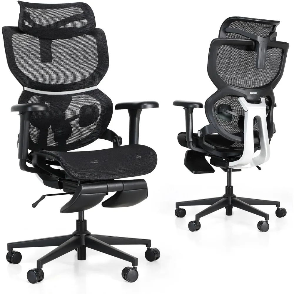 Mesh Office Chair with Footrest, Home Office Executive Chair with Lumbar Support, Ergonomic Computer Gaming Chair with
