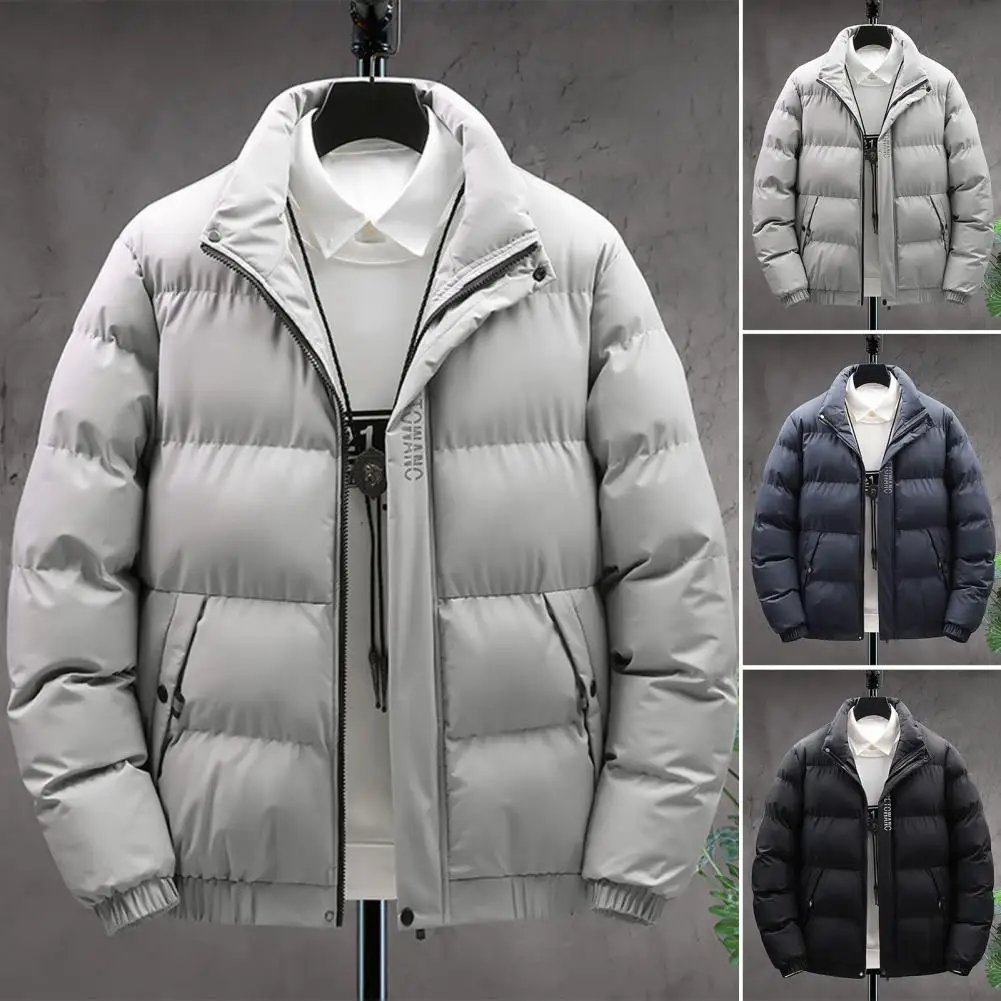 Parka gruesa de algodón con cremallera para hombre, abrigo informal, rompevientos, acolchado, invierno, novedad de 2024