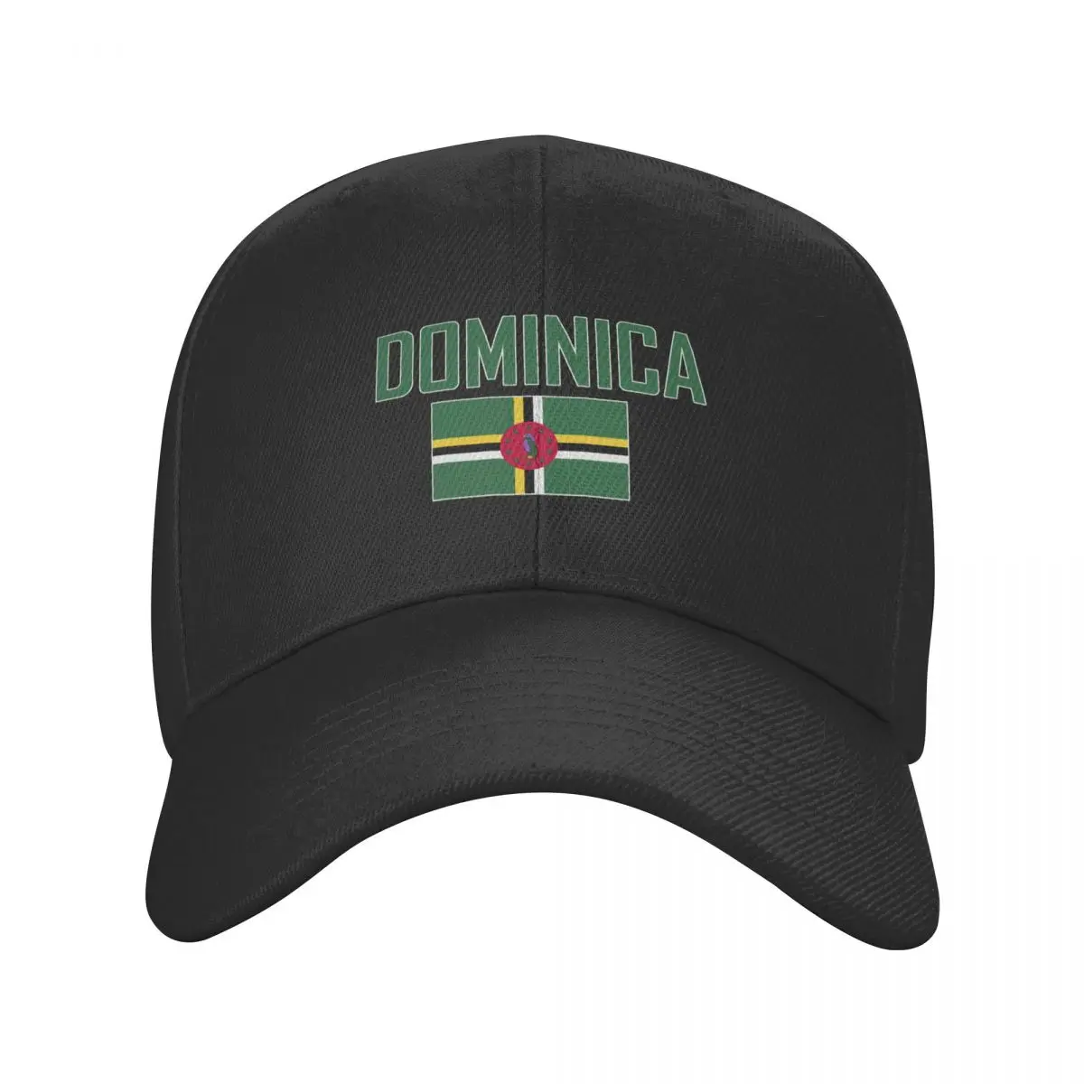 

DOMINICA имя страны с флагом солнцезащитная бейсболка дышащая регулируемая мужская и женская уличная футбольная кепка для подарка