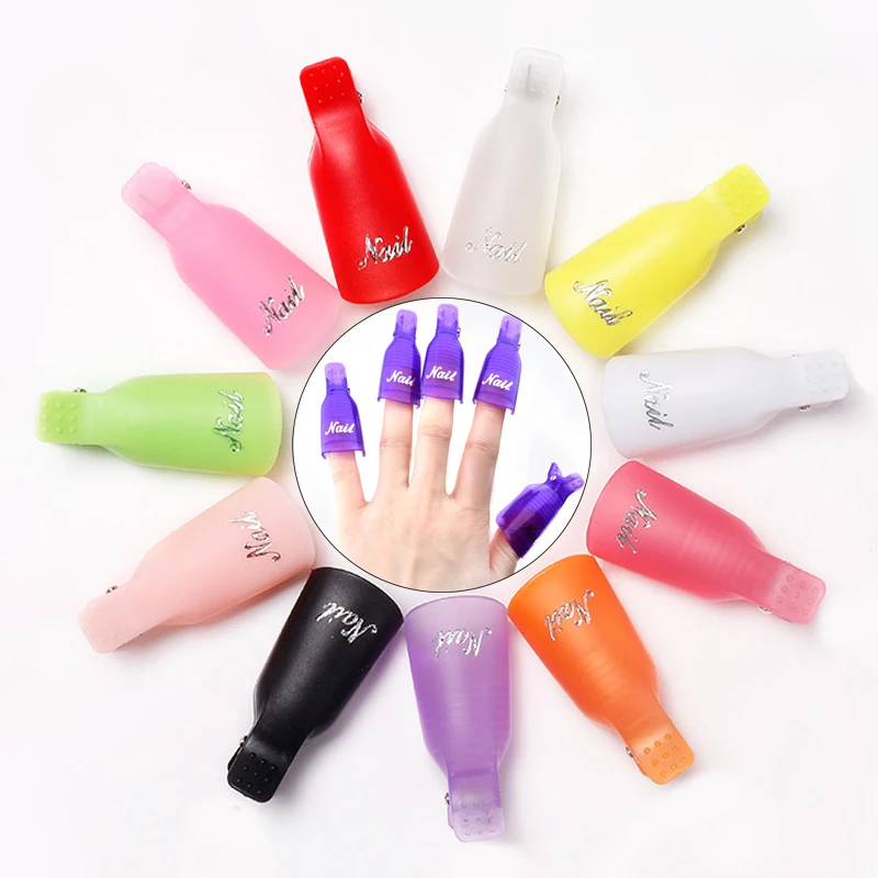 10 stücke Nagel Gel Entferner Kunststoff Nail art Soak Off Cap Clip Nagellack Entferner Kappe Reiniger Tipps Wiederverwendbare Entfernung von maniküre Werkzeug