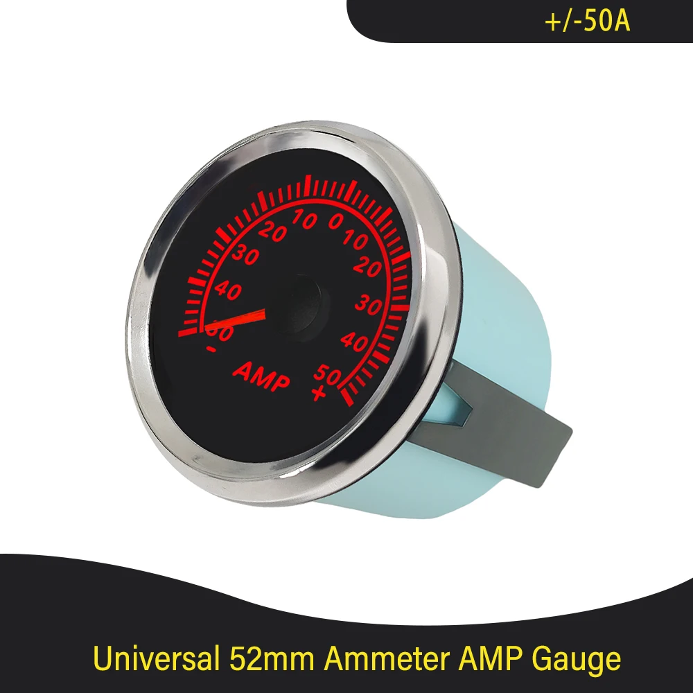 52mm Newest Universal Ammeter Ampere Meter +/-50A +/-80A +/-150A  with Current Sensor 9-32V with Red Backlight for Car Boat