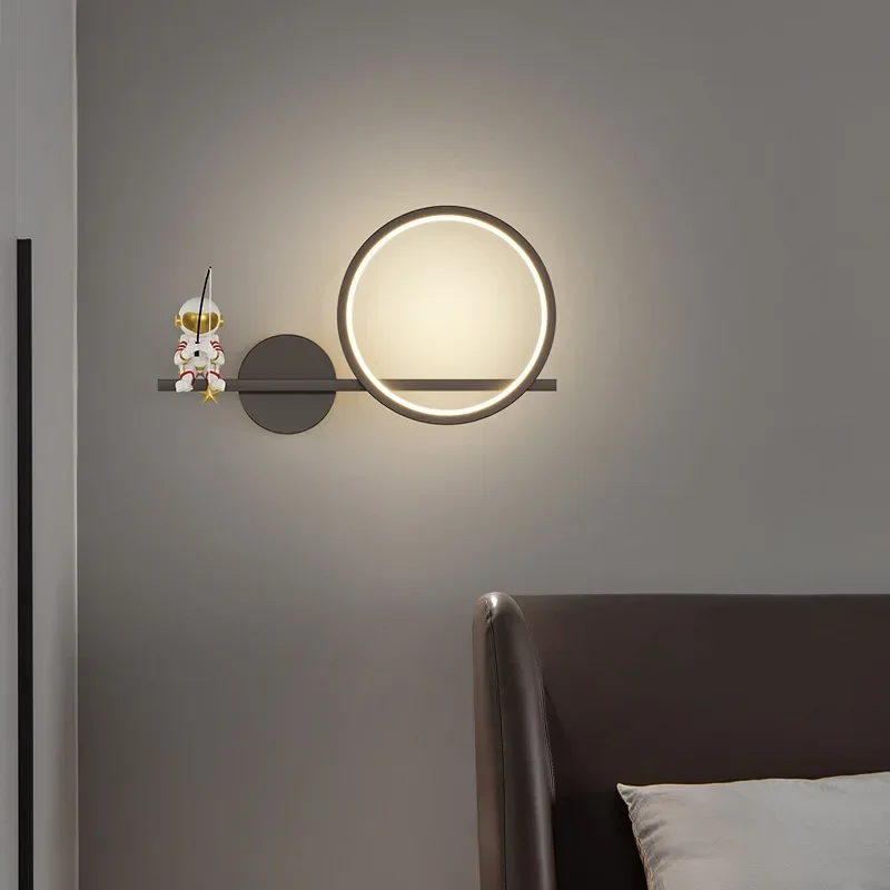 Imagem -04 - Lâmpada de Parede Led Moderna para o Quarto das Crianças Quarto Cabeceira de Parede Luz Resina Astronauta Sconce Decoração Interior Luminárias