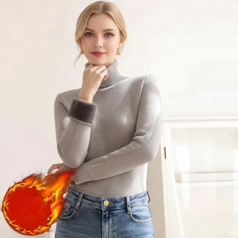 

Осенне-зимняя однотонная женская водолазка, бархатный облегающий свитер с длинными рукавами, модная повседневная трикотажная рубашка