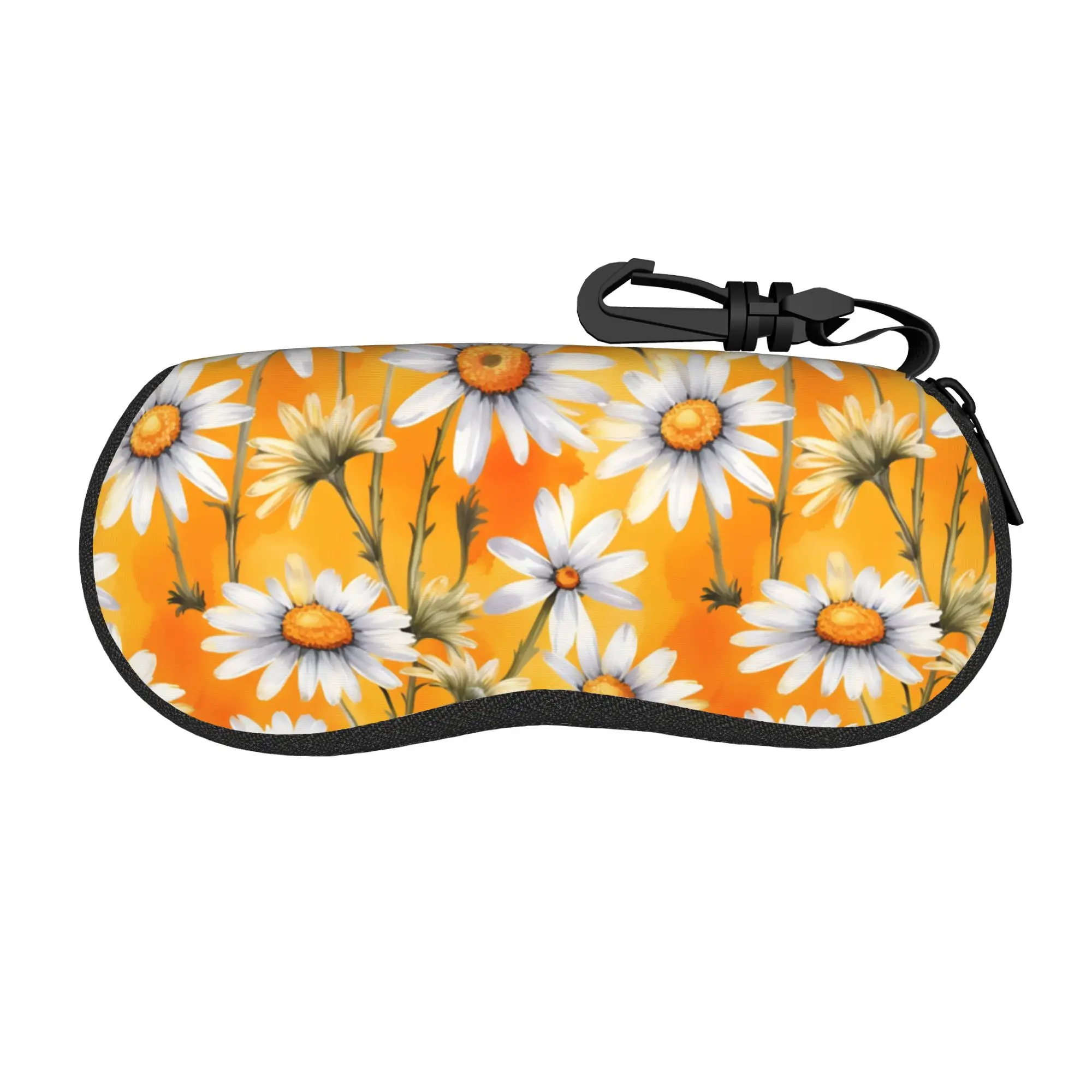 Daisy flower Glasses Case Women Men Waterproof Zipper  Glasses Protector Protector Eyewear Container