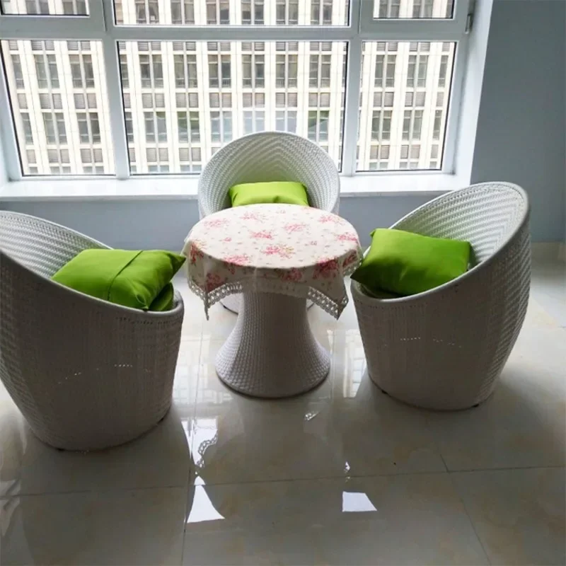 

All-weather 2 Seater Cafe Chair Outdoor Furniture Balcony Rattan Tea Afternoon Set with Stand