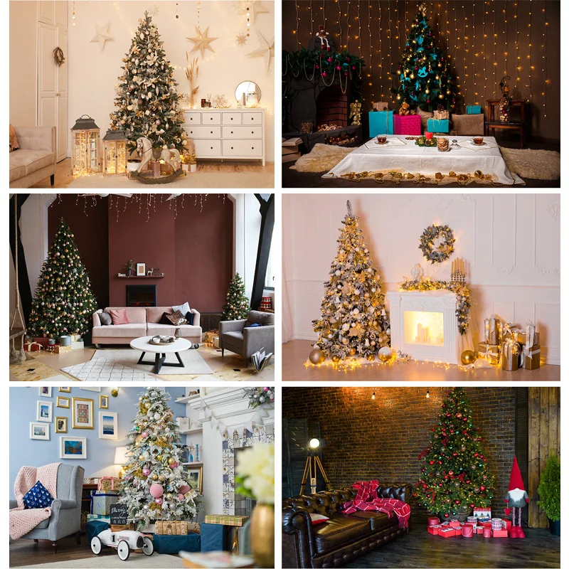 

Christmas Theme Photography Background Christmas Tree Fireplace Children Portrait Backdrops For Photo Studio Props 21526 JPT-36