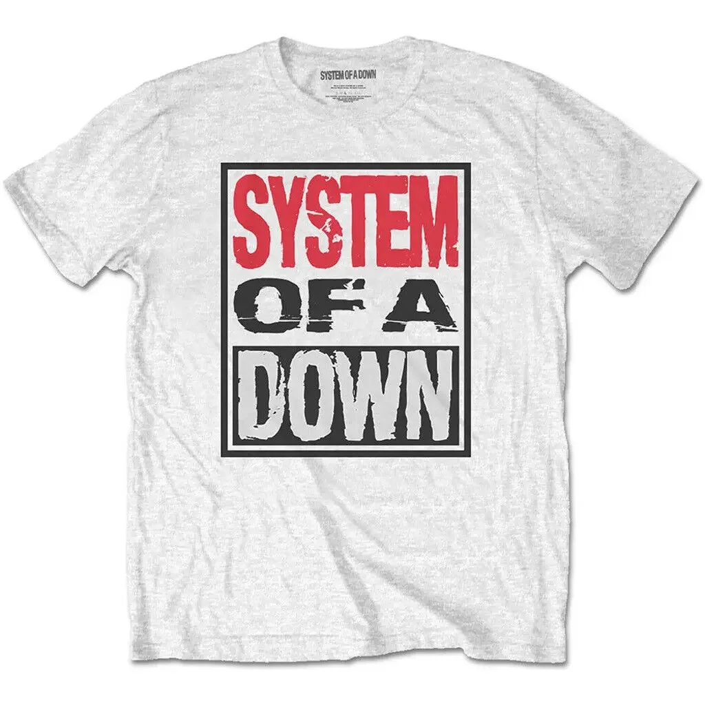 System Of A Down Triple Stack Box White T Shirt Official