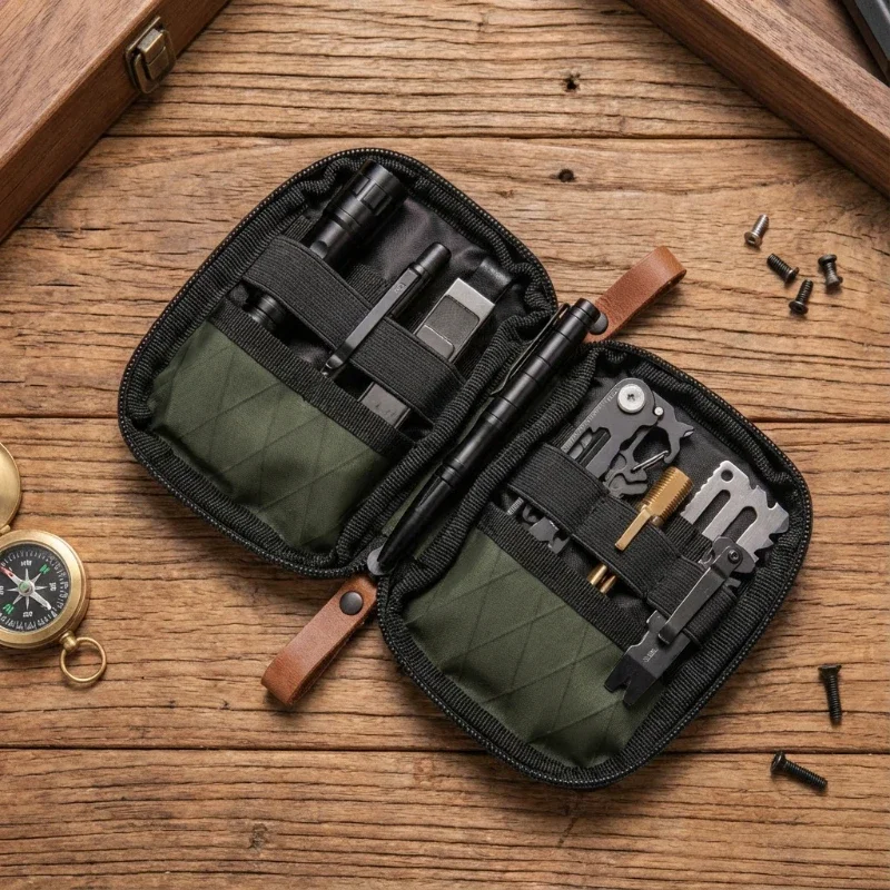 HDIRXG Xpac Waterproof Fabric Tactical EDC Pouch Outdoor Multi Pocket with Belt Loop Multitools Camping Hiking Men's Storage Bag