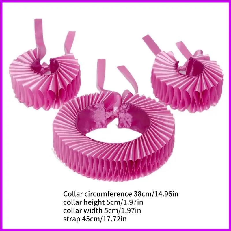 Elegante Victoriaanse roze kleur gegolfde nek valse kraag en polsmanchetten voor Elizabethaanse jurken Clown Choker