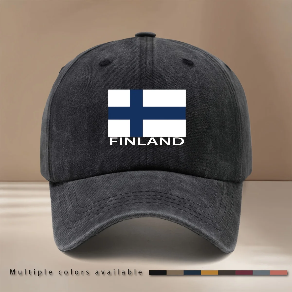 FINLAND Text Flag Print Pattern Baseball Cap, Relaxed Fit Duckbill Cap, Lightweight Textured Casual Hat, Simple and Stylish Hip-