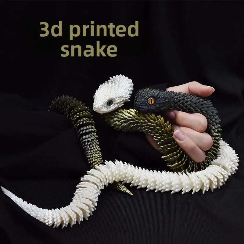 3D Printed Snake Movable Joint Toy Doll Simulation Snake Model Office Desktop Decoration Handicraft Toy for Children Gift