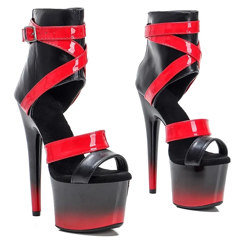 Women Sexy 17cm/7inch High Heels Waterproof Platform Sandals Peep Toe Pole Dance Dress Sandals 079