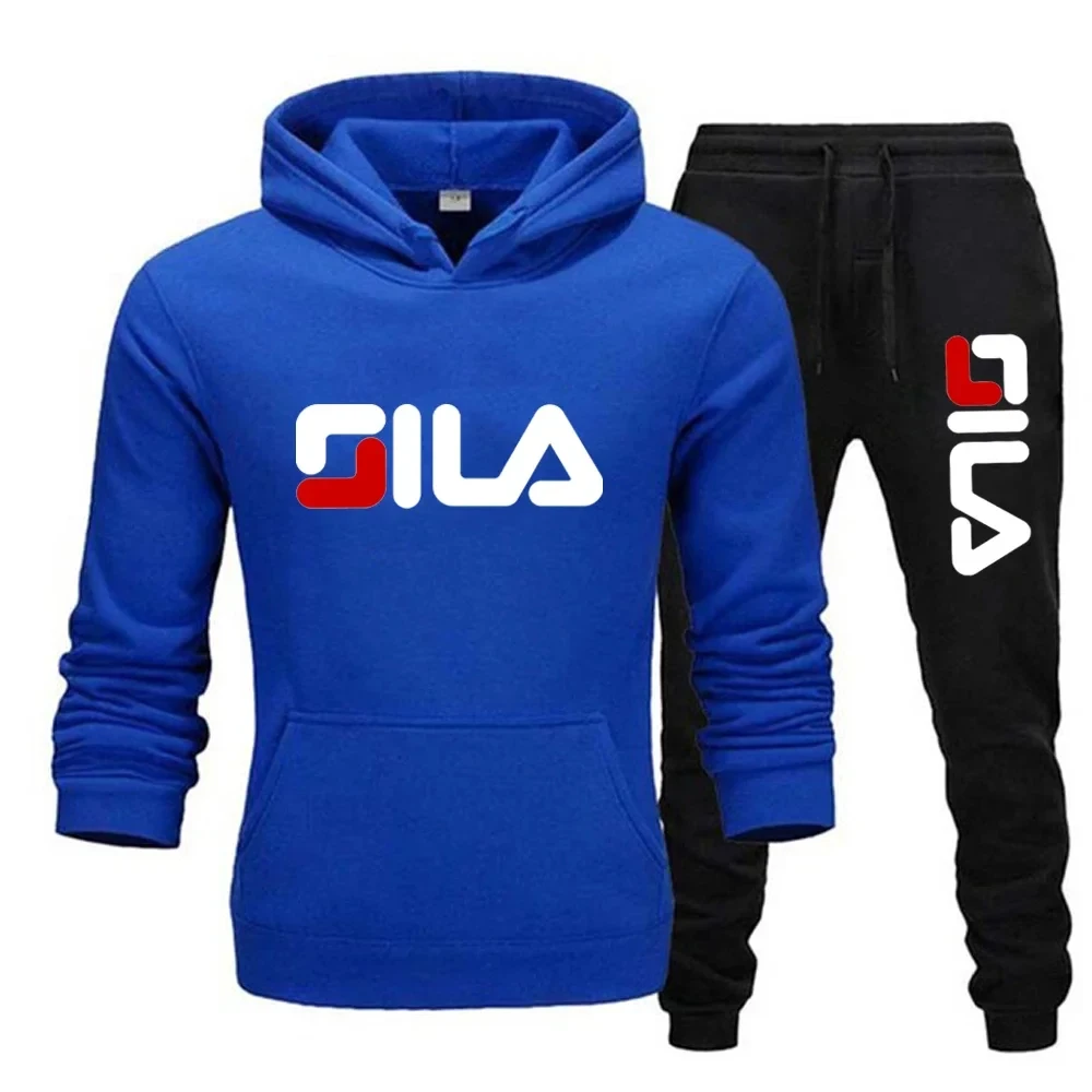 2025 Men's autumn and winter leisure running fitness sports clothing set Fashion long-sleeved hoodie + trousers two-piece set