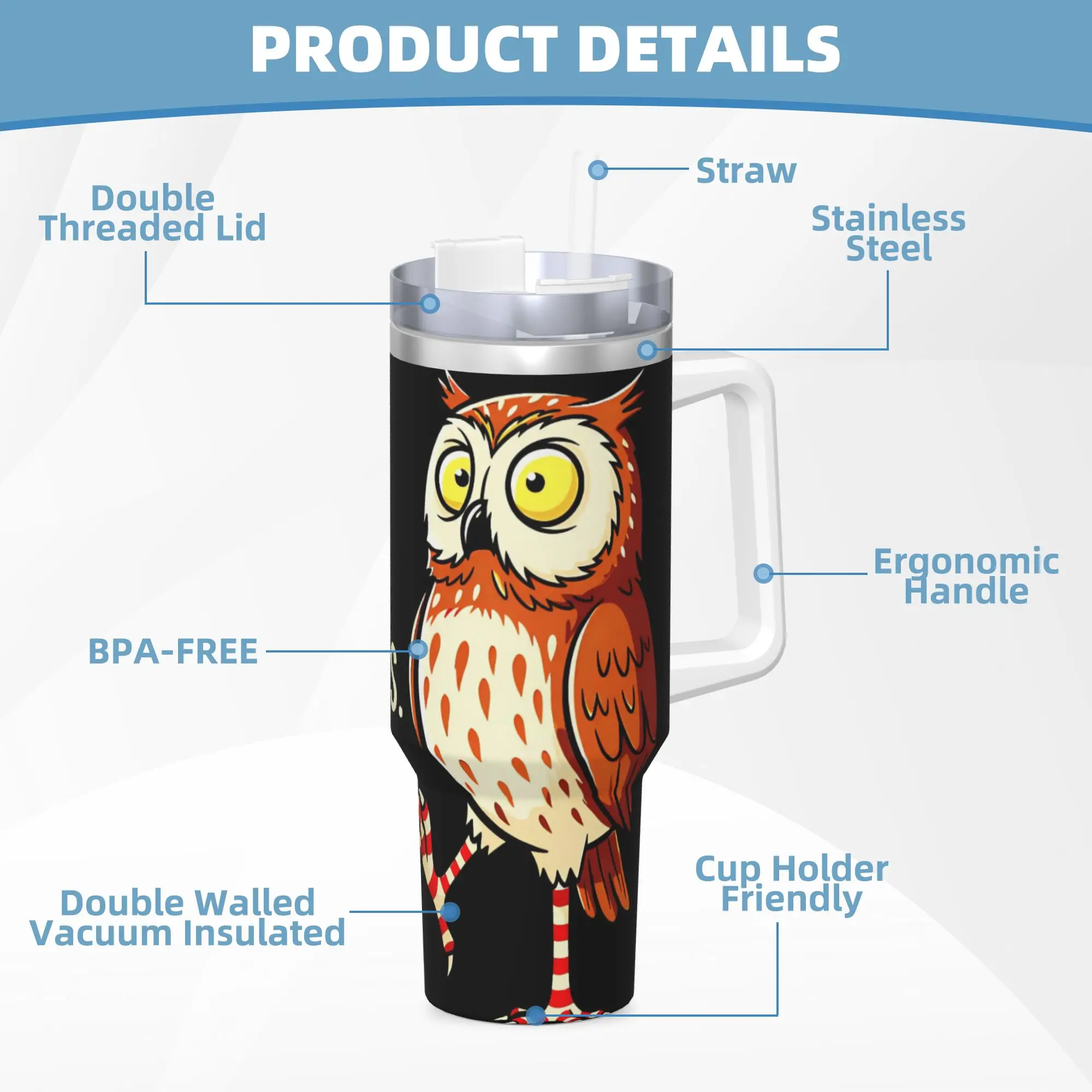 بهلوان من الفولاذ المقاوم للصدأ آسف لا يمكن 99 ليالًا وداعا الغابات البومة أكواب حرارية إبقاء الحرارة أكواب المشروبات الباردة كوب زجاجة ماء للقيادة