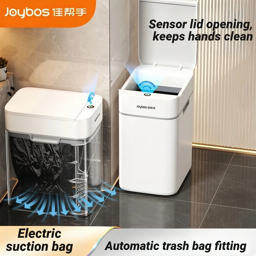 JOYBOS Smart Sensor Trash Can 12L Automatic Sensor Absorption Bags Large Capacity With Lid Garbage BinSuitable For Home Bathroom