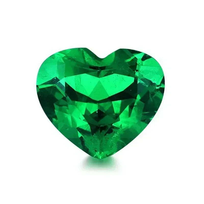 

Lab Grown Colombia Emerald Green Color Heart Shape Gemstone for Diy Jewelry Earrings Making Material Selectable AGL Certificate