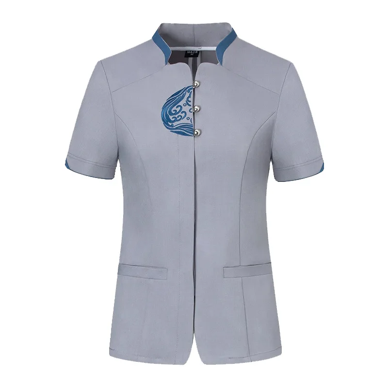 男性と女性のための新しいホテルの客室清掃スタッフの制服、病院、ショッピングモール、不動産管理、ゲストのための夏服
