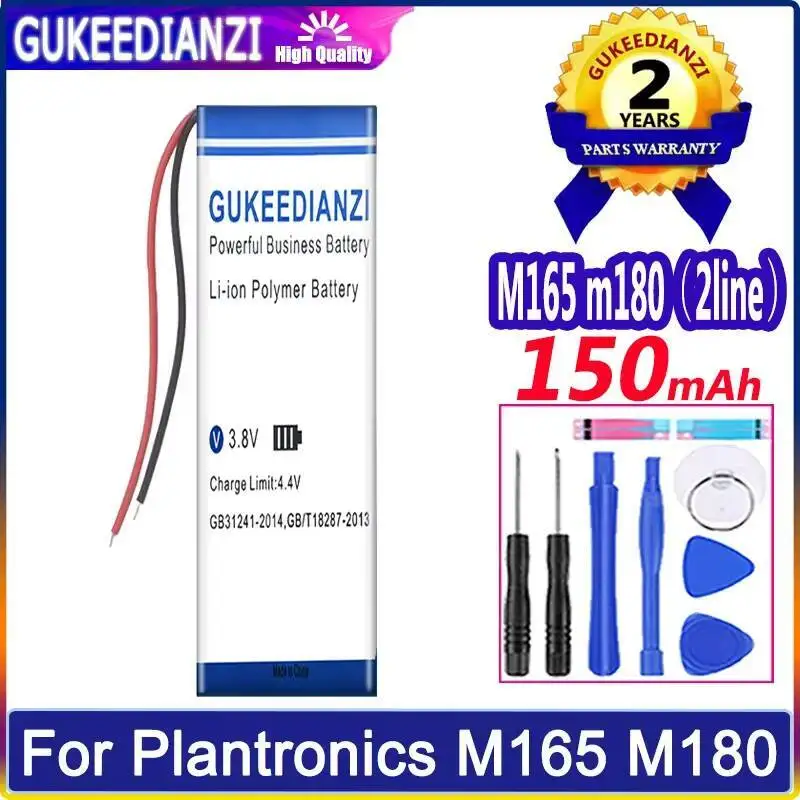 Высокая совместимость, 150 мАч, аккумулятор для наушников Plantronics Marque 2 M165 M180 321036, 2 линии, хорошая низкотемпературная производительность