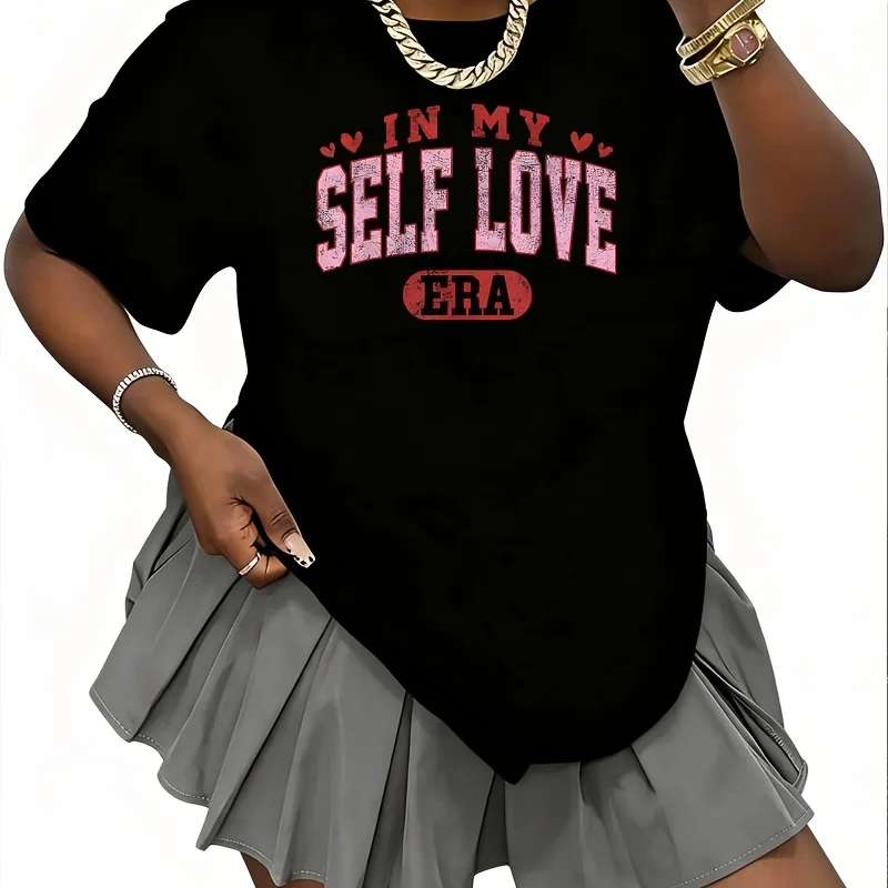 Retro in My Self Love Era Love Myself Valentines Day Women's 100% Cotton T-Shirt Fun Print Short Sleeve Top Casual Round Neck Tee S-5Xl