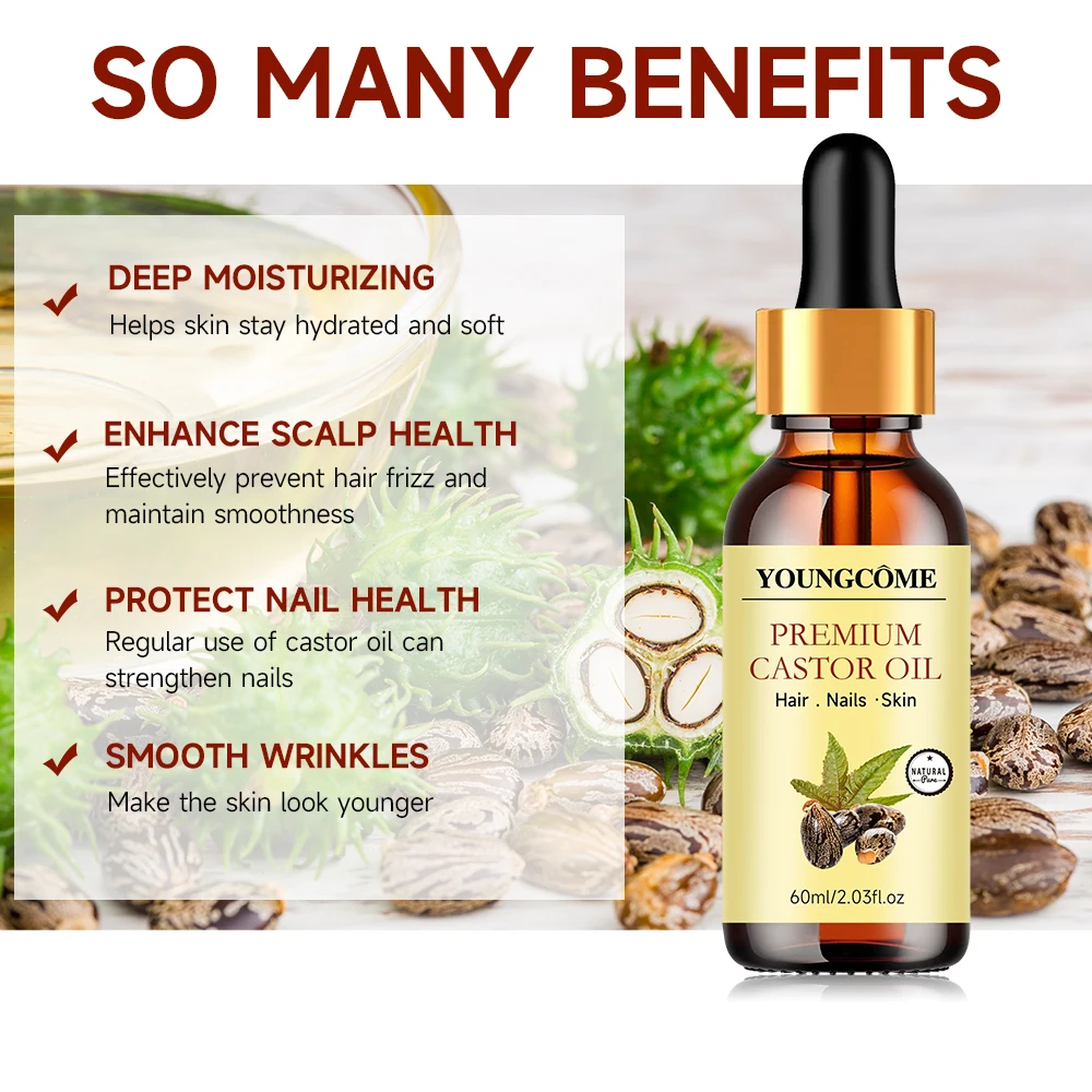 100 % reine und natürliche ätherische Öle, Rizinusöl für die Haarpflege, Körperpflege, Pflanzenmassageöl, Basisöl, sanft und leicht zu absorbieren – Detail 5