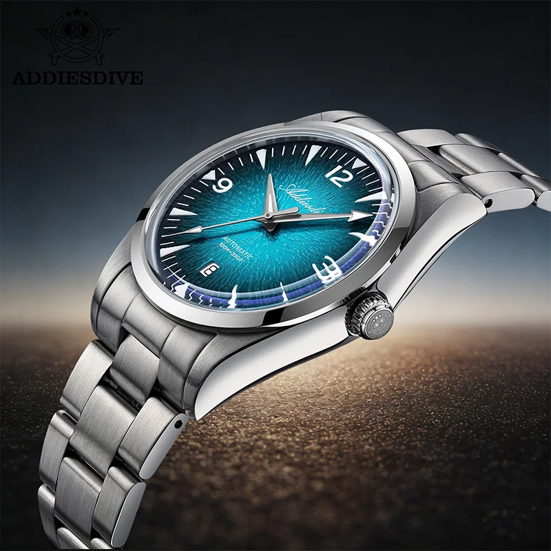 

Мужские механические часы ADDIESDIVE 8215 с автоматическим механизмом, стеклом Bubble Glass, текстурированным циферблатом, водонепроницаемостью 100 м, светящимися стрелками, для дайвинга