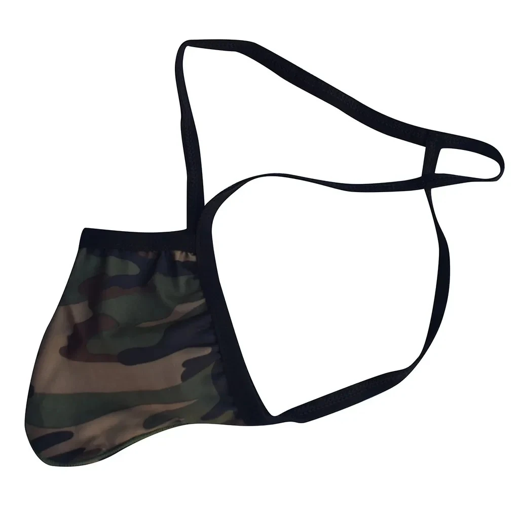 Men Camouflage Thong U-Convex Pouch Low Rise Sexy Breathable Underwear Gays Erotic Open Buttocks String Underpants Daily Panties