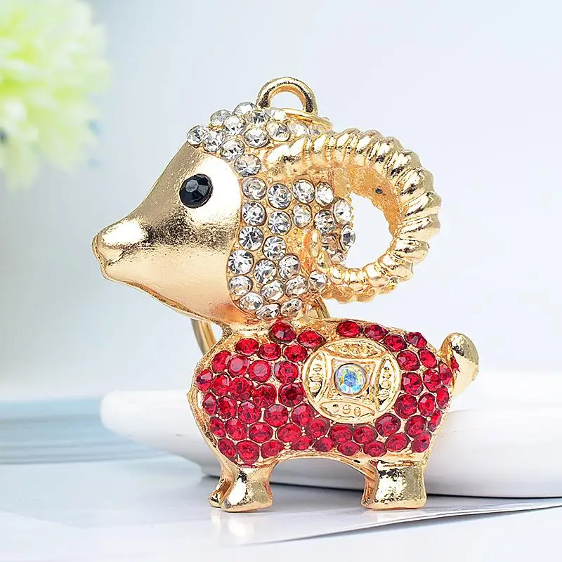 Sparkling Rhinestone Sheep Keychain Gold Plated Durable Shiny Crystals Cute Bag Pendant Perfect Gift for Teen Girls