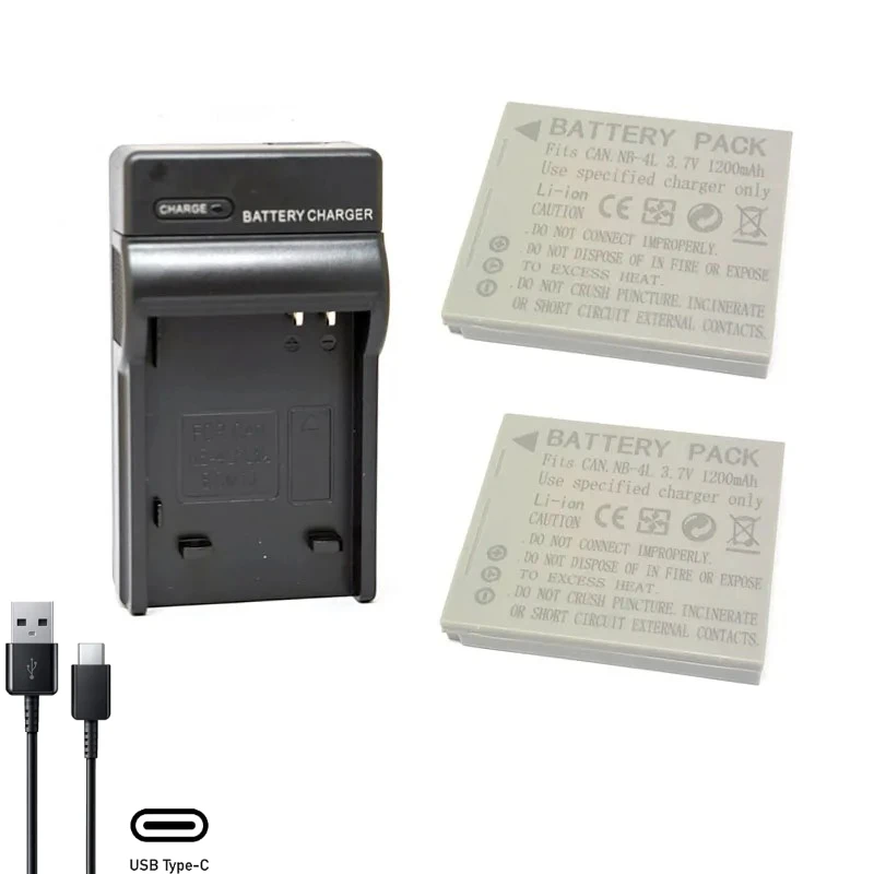 1200mAh 3,7 V NB-4L batería de cámara + cargador para Canon IXUS 30 40 50 55 60 65 80 100 110 115 120 130 IS 117 220 230 SD1000 1100