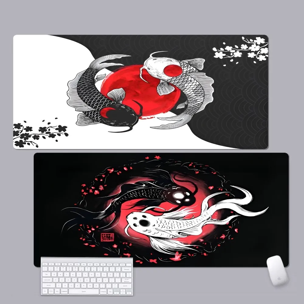 Chinese Tai Chi Bagua Yin Yang Two Fish Mousepad Rubber XXL Table Mat Student Mousepad Gamer Computer Keyboard Pad Games Pad for