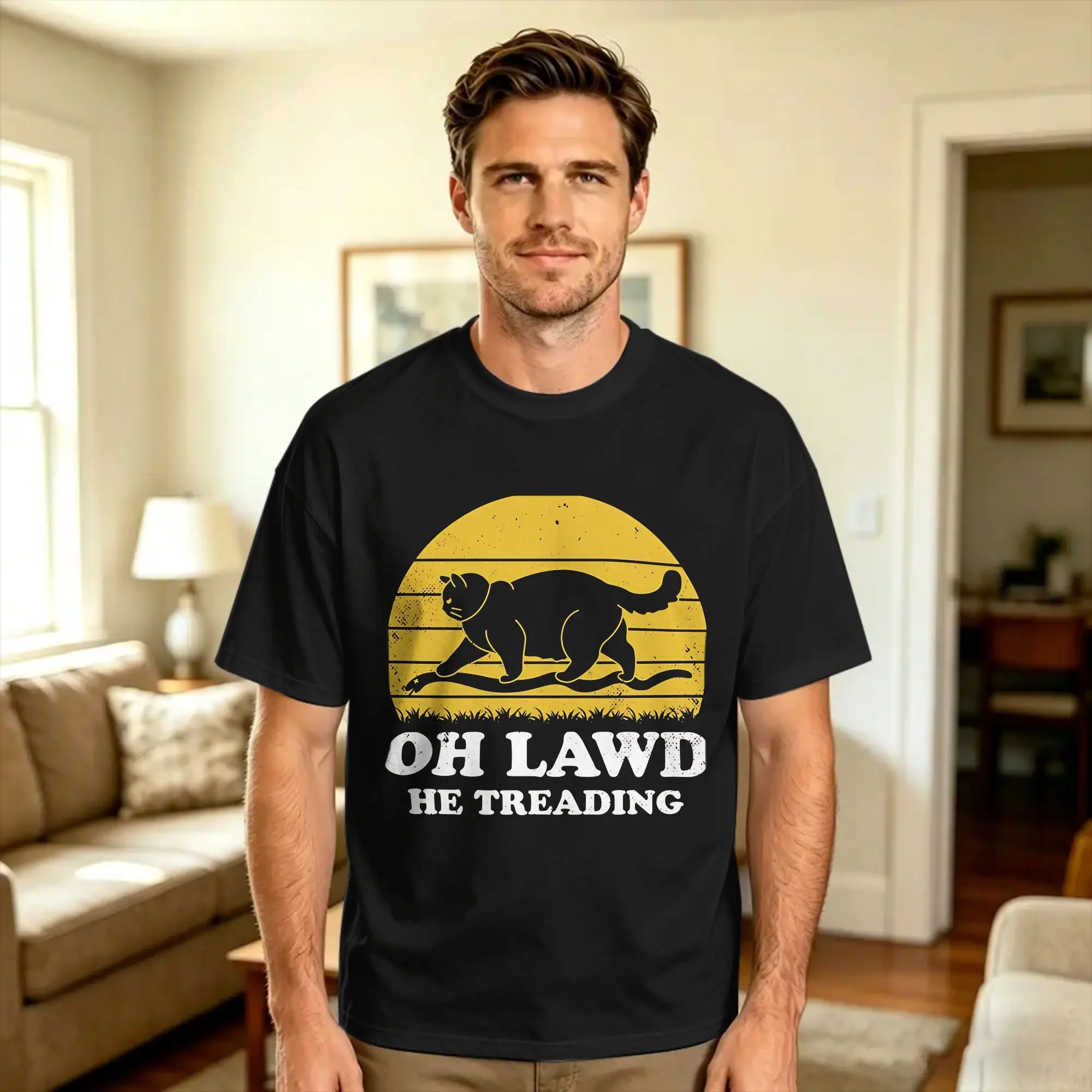 Oh Lawd He Treading Funny Classic T Shirt  Harajuku T-Shirts Short Sleeve Streetwear Tshirt Beach Cotton Oversize Top Tees
