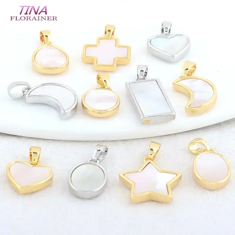 14k cor dourada latão com concha coração estrela lua cruz pingentes colar jóias fazendo acessórios de suprimentos diy