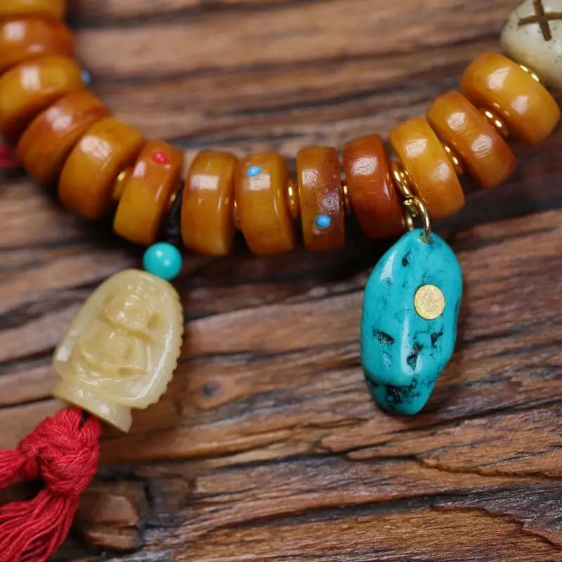 Natural Inlaid Multi-Bead Tibetan Style Turquoise Bracelet