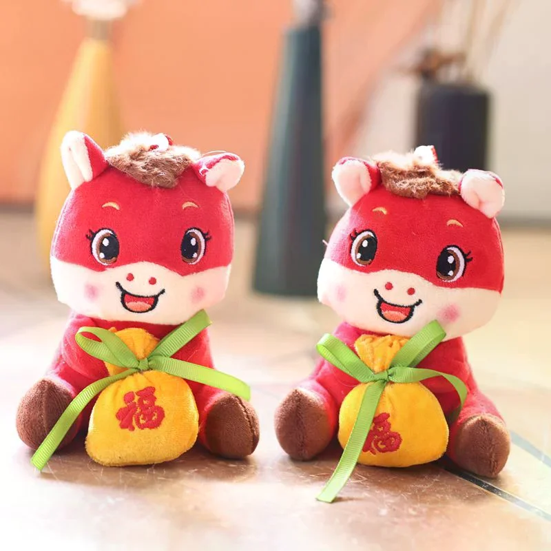 Year Of The Horse Mascot Keychain Delicate Cute Cartoon Tang Suit Mini Zodiac Horse Plush Doll Pendant Bag Decoration Gift