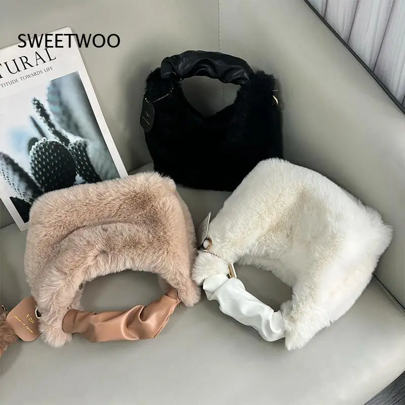 2026 Plush Wrinkled Handbag Soft Texture Shoulder Bag Autumn Winter Ladies Fashion Bag