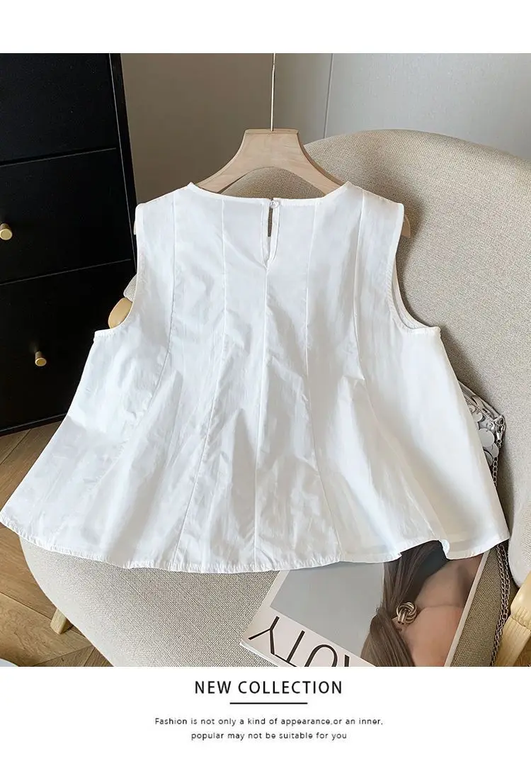 

Майка-топ Gagaok Design Sense Niche, летняя новинка 2026, в стиле «свежий и милый», с круглым вырезом, декором в виде банта, однотонная, свободного кроя