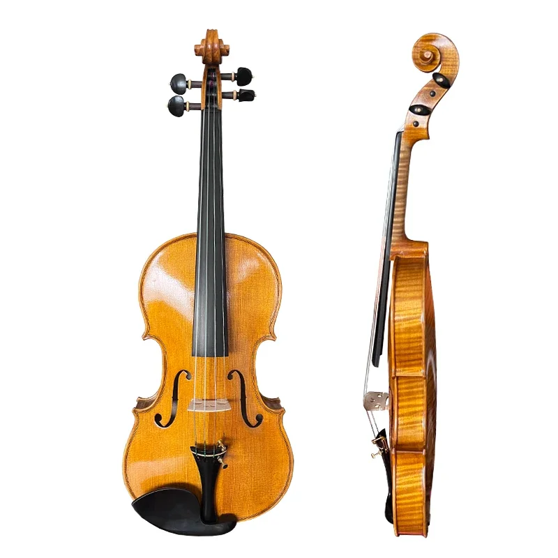 handmade varnished solid violin with ebony accessories hand painted yellow Brown professional string instruments