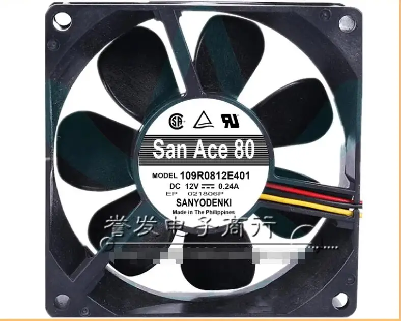

Ltsf For SANYO DENKI 109R0812E401 DC 12V 0.24A 80x80x25mm 3-Wire Server Cooling Fan8cm