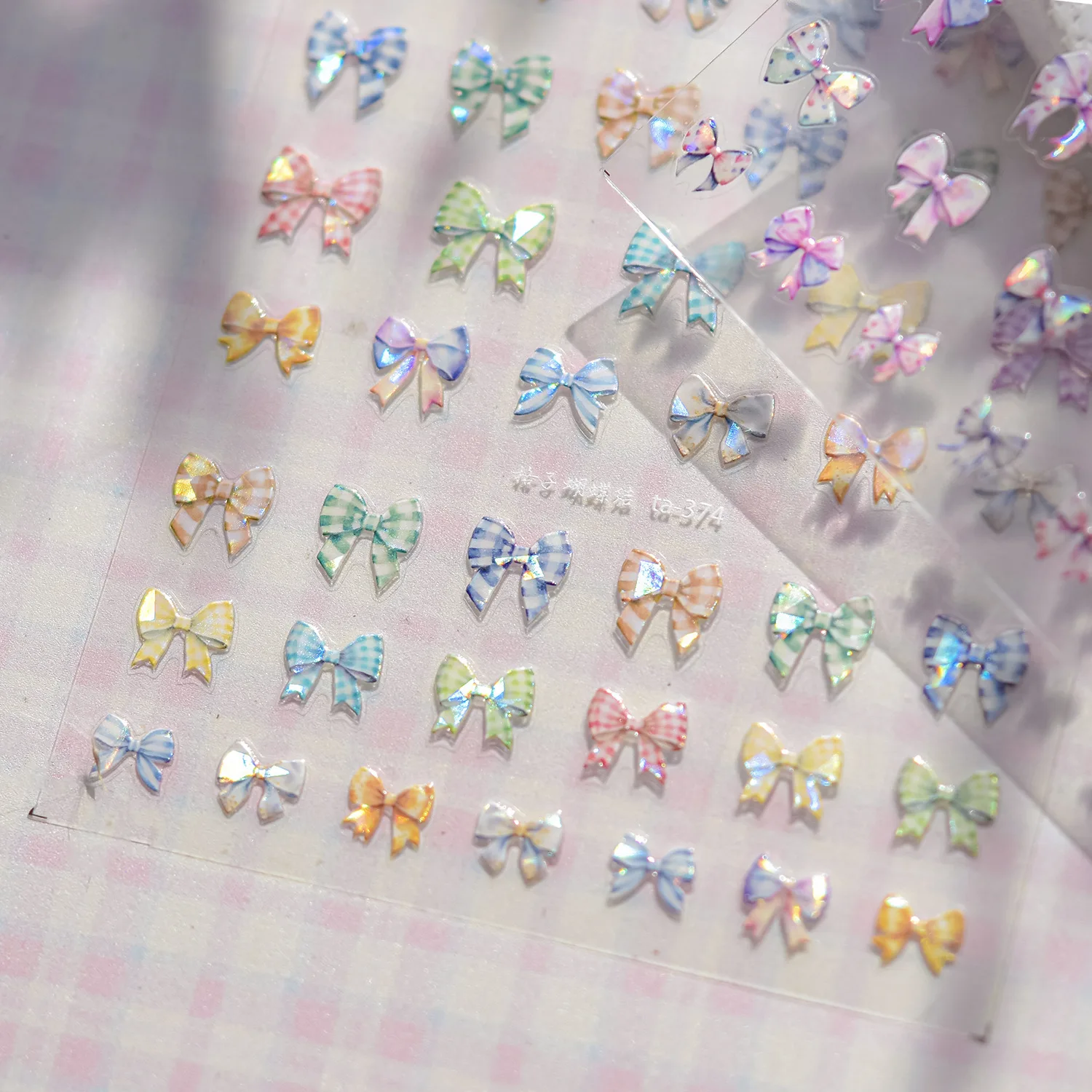 Shell Light Fragment Flash Ribbon Bowknot High Quality Nail Stickers Nail Art Decal Design Manicure Tool TA-373