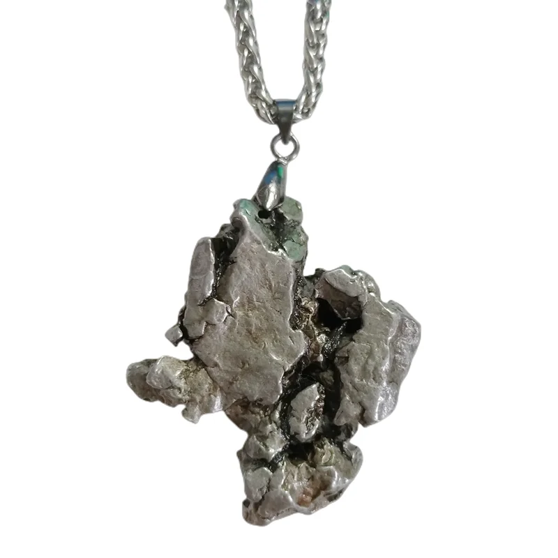 Campo Del Cielo Argentine Iron Meteorite Pendant Natural Meteorite Material Sample Iron Meteorite Necklace