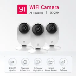 YI Pro Kit 3 pezzi Telecamera domestica 2K Sistema intelligente di sorveglianza di sicurezza IP Wi-Fi con baby monitor per visione notturna su iOS, app Android