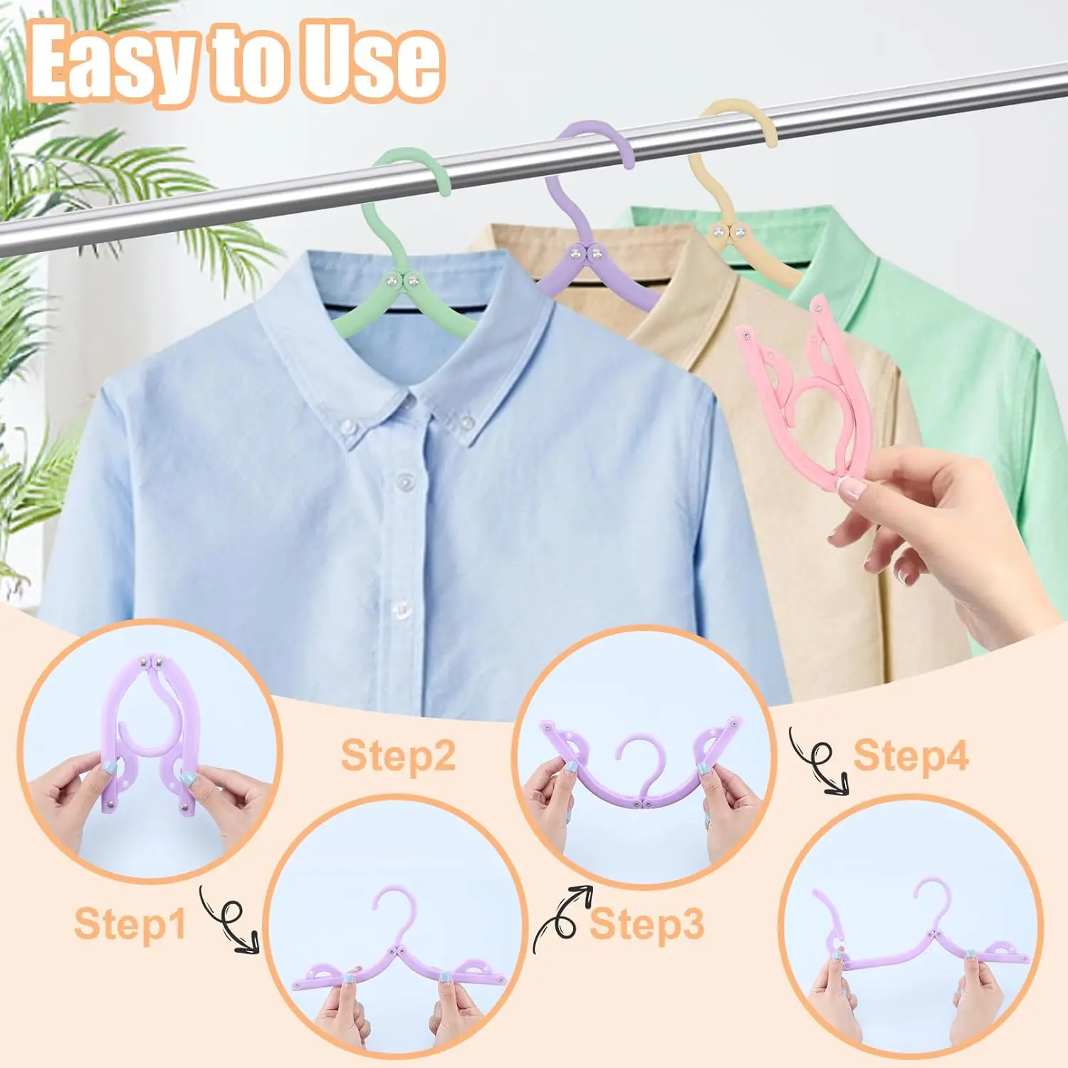 10Pcs Plastic Folding Clothes Hangers Mixed Color Portable Travel Hangers Household Multifunctiona Hanger Clothes Drying Racks