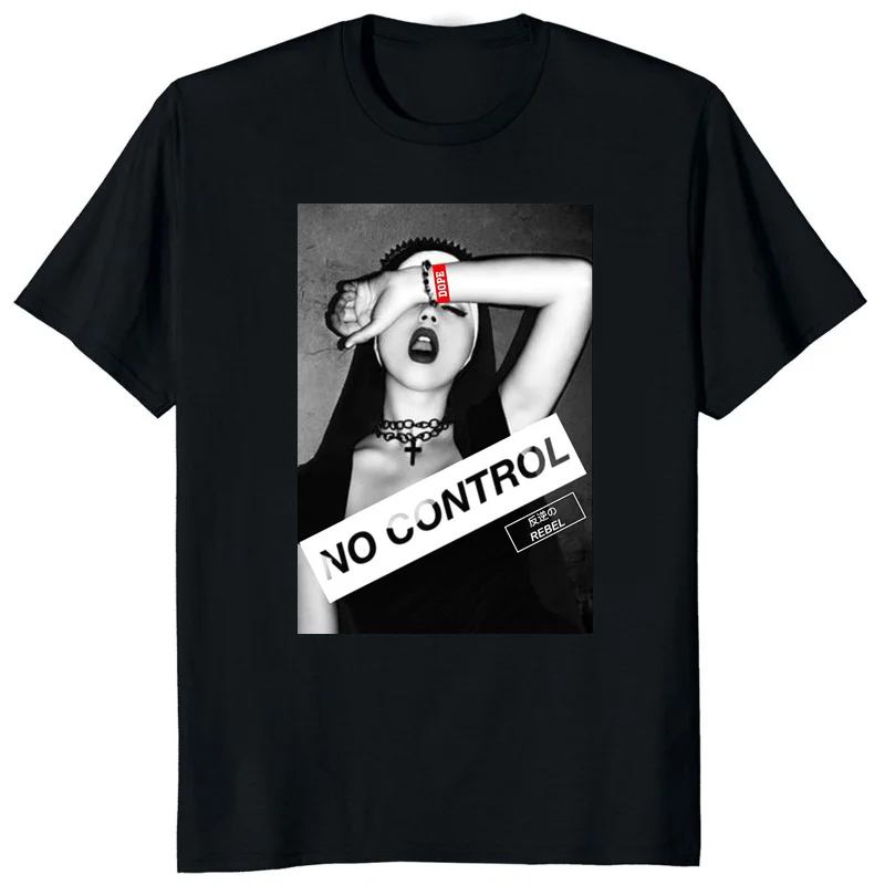 Beauty Nun Nonne Religious Use Nail Satanic Church Anton Lavie Satanic Mystery Gothic T-shirt Hentai Men's T-shirt Girl Top