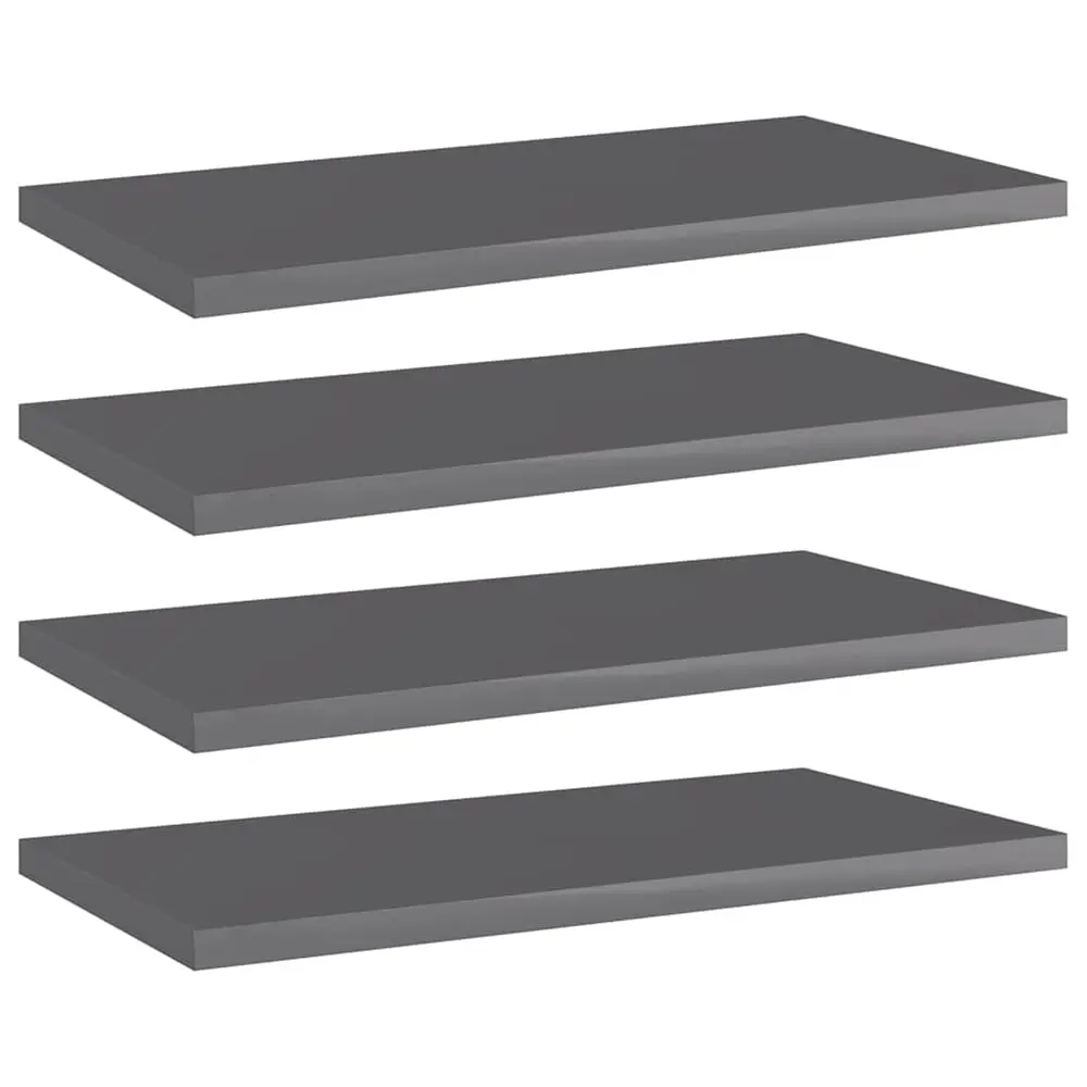 

4 Piece Bookshelf Boards Chipboard Replacement Panels Storage Units Organizer Display Shelves High Gloss Gray For Bookcase,